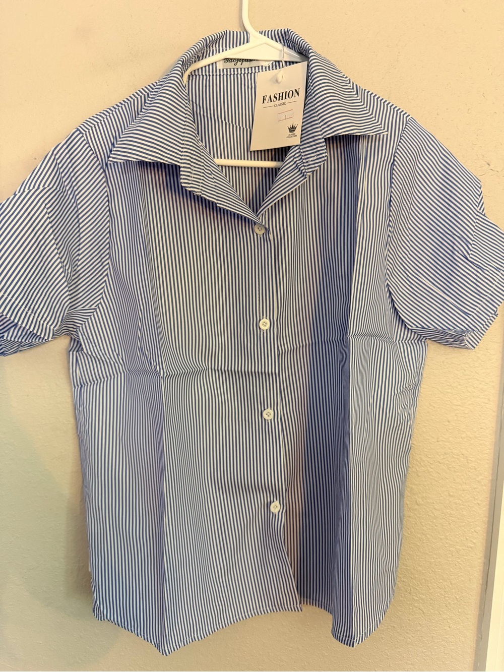 Women’s Blue Striped Short-Sleeve Shirt